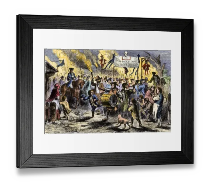 Framed Print : Stamp Act riots in Boston before the Revolutionary War Framed Print : Stamp Act riots in Boston before the Revolutionary War