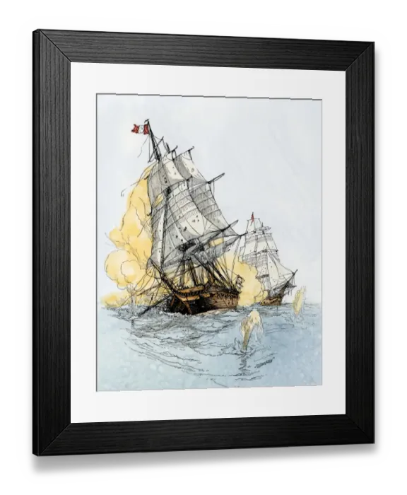 Framed Print : US-French naval battle in the Quasi-War with France, 1798-1800 Framed Print : US-French naval battle in the Quasi-War with France, 1798-1800
