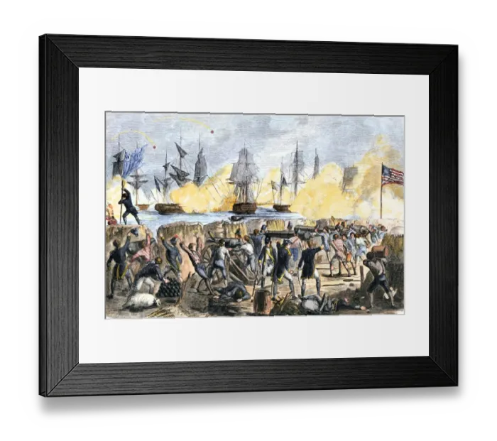 Framed Print : British attack on Fort Moultrie in Charleston harbor Framed Print : British attack on Fort Moultrie in Charleston harbor
