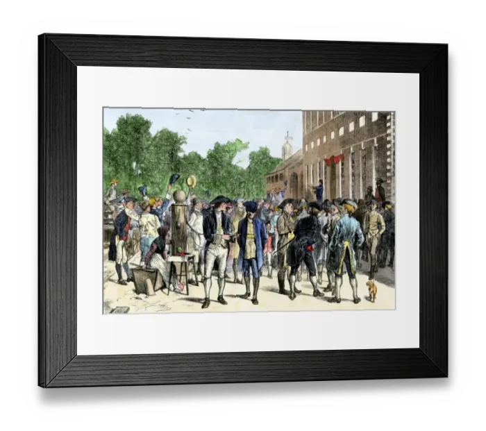 Framed Print : Crowds outside Independence Hall hearing John Nixon read the Declaration of Framed Print : Crowds outside Independence Hall hearing John Nixon read the Declaration of