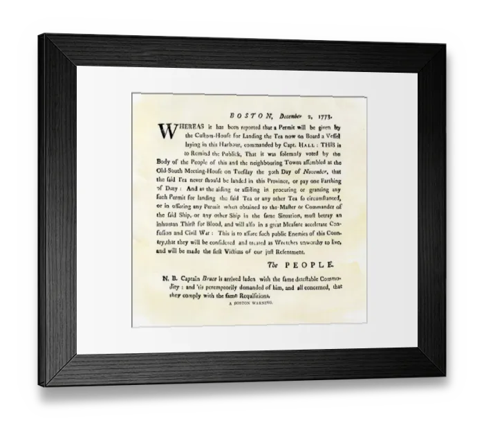 Framed Print : Handbill warning Boston patriots against buying tea