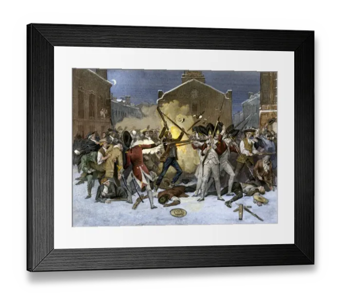 Framed Print : British soldiers kill four civilian protesters in the Boston Massacre Framed Print : British soldiers kill four civilian protesters in the Boston Massacre