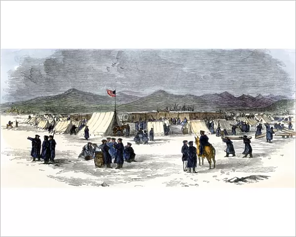 Construction of Fort Bridger, Wyoming, 1850s