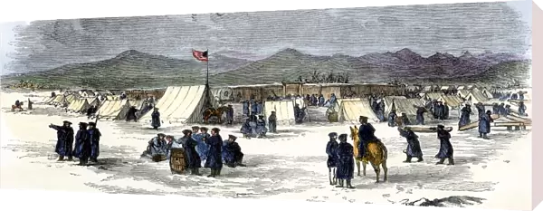 Construction of Fort Bridger, Wyoming, 1850s