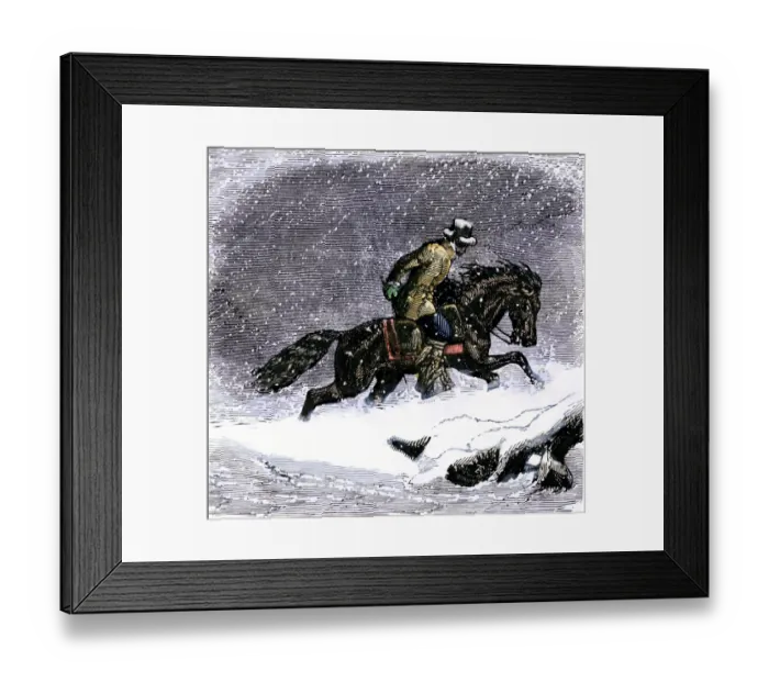 Framed Print : Pony Express rider in a snowstorm Framed Print : Pony Express rider in a snowstorm