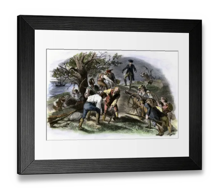 Framed Print : Colonists fortifying Breeds Hill the night before the Battle of Bunker Hill