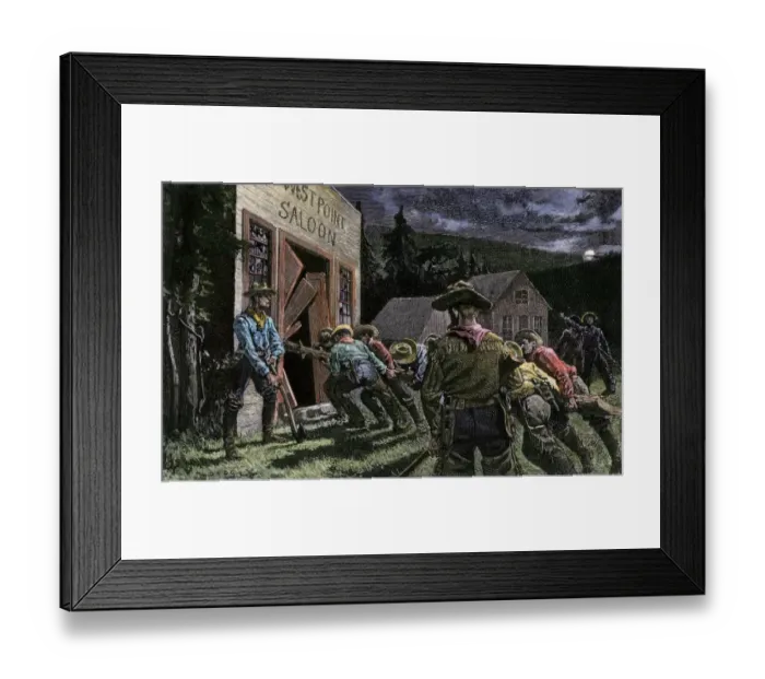 Framed Print : Miners smashing into a saloon Framed Print : Miners smashing into a saloon