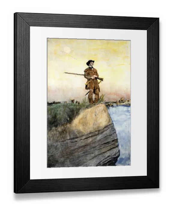 Framed Print : George Rogers Clark leading American army to take Kaskaskia