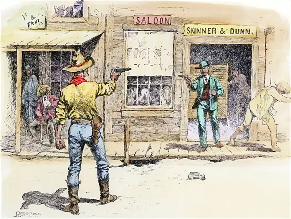 Gunfight in the street of a western town