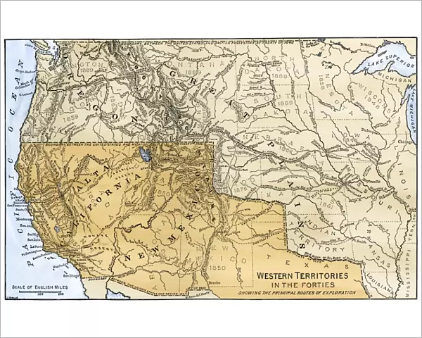 Western boundary with Mexico, 1840s