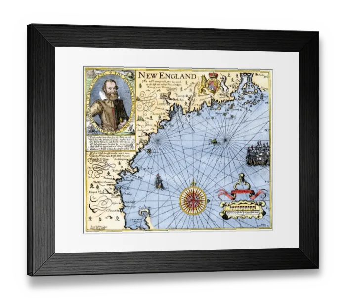 Framed Print : John Smiths map of New England Framed Print : John Smiths map of New England