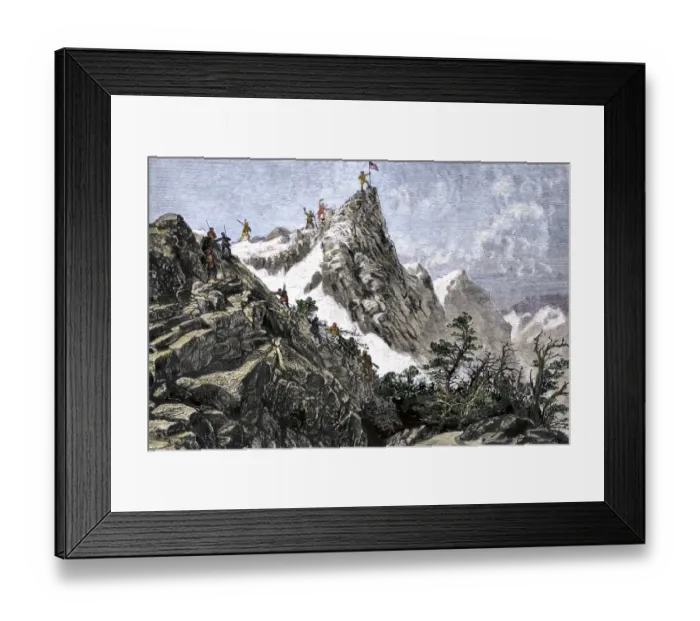Framed Print : John C. Freemont planting the US flag on the Colorado Rockies Framed Print : John C. Freemont planting the US flag on the Colorado Rockies