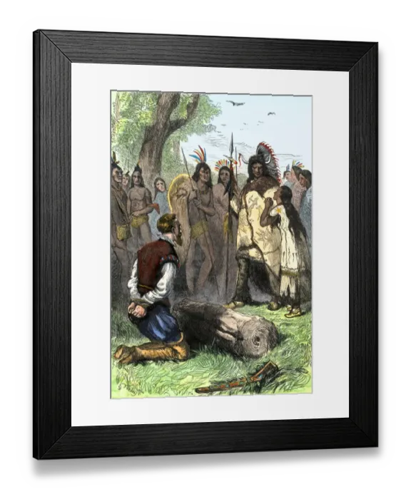 Framed Print : Pocahontas appeals to Powhatan to spare John Smiths life Framed Print : Pocahontas appeals to Powhatan to spare John Smiths life