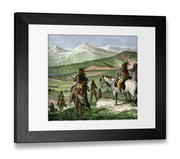 Framed Print : Transcontinental railroad observed by Native Americans Framed Print : Transcontinental railroad observed by Native Americans