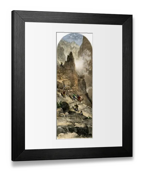 Framed Print : Powells expedition surveying the Grand Canyon, 1870s Framed Print : Powells expedition surveying the Grand Canyon, 1870s