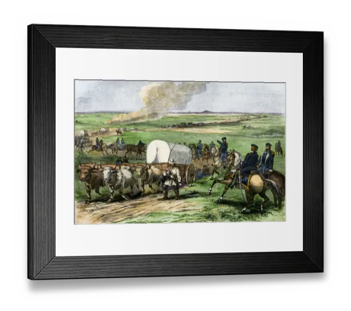Framed Print : US Army expedition on the prairie, 1850s Framed Print : US Army expedition on the prairie, 1850s