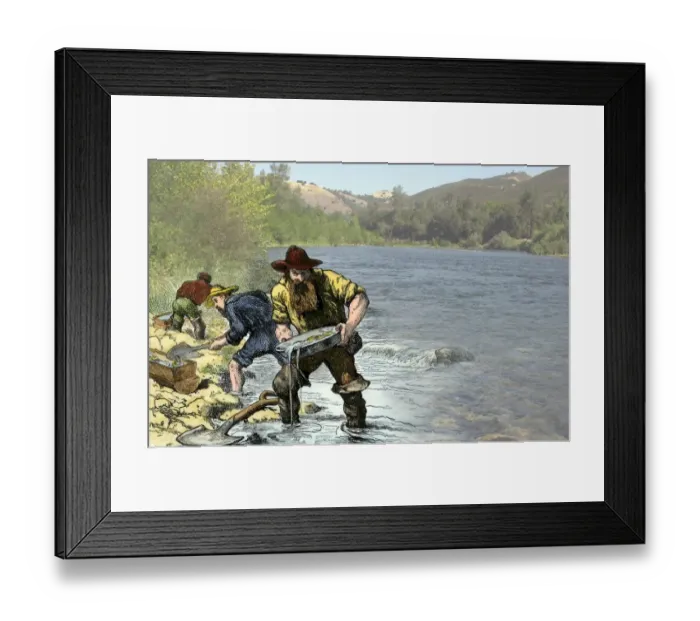 Framed Print : Prospector panning for gold near Sutters Mill in the American River Framed Print : Prospector panning for gold near Sutters Mill in the American River