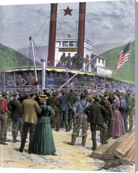 Klondyke Gold Rush riverboat in Dawson City, 1898