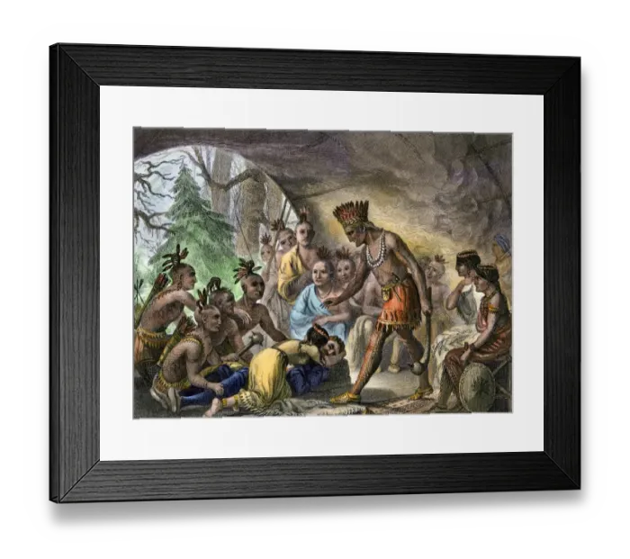 Framed Print : John Smith saved by Pocahontas Framed Print : John Smith saved by Pocahontas