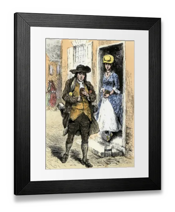 Framed Print : Ben Franklin arriving in Philadelphia as a young man looking for work Framed Print : Ben Franklin arriving in Philadelphia as a young man looking for work