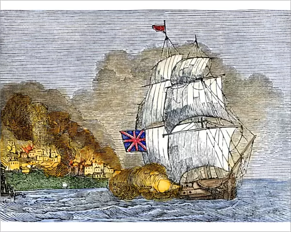 British Navy bombarding the shores of Chesapeake Bay, War of 1812