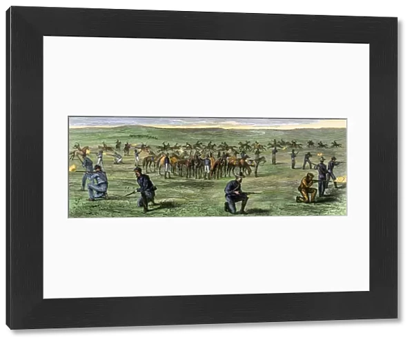Custers 7th Cavalry battling Sioux warriors