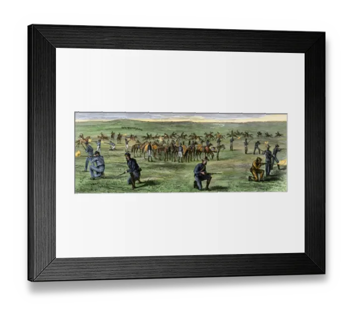 Framed Print : Custers 7th Cavalry battling Sioux warriors Framed Print : Custers 7th Cavalry battling Sioux warriors
