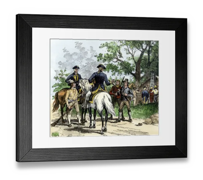 Framed Print : Angry citizens capturing tax collectors during the Whiskey Rebellion 1790s