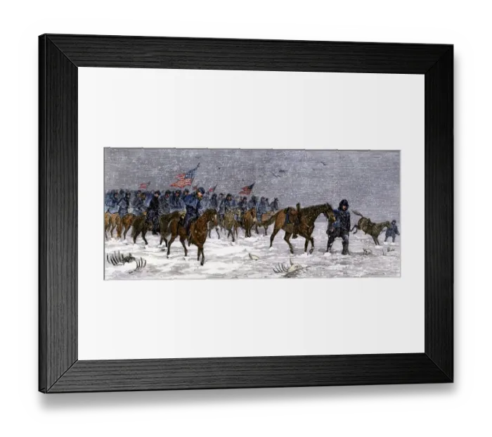 Framed Print : Custer advancing on the Cheyenne in a snowstorm, 1868 Framed Print : Custer advancing on the Cheyenne in a snowstorm, 1868