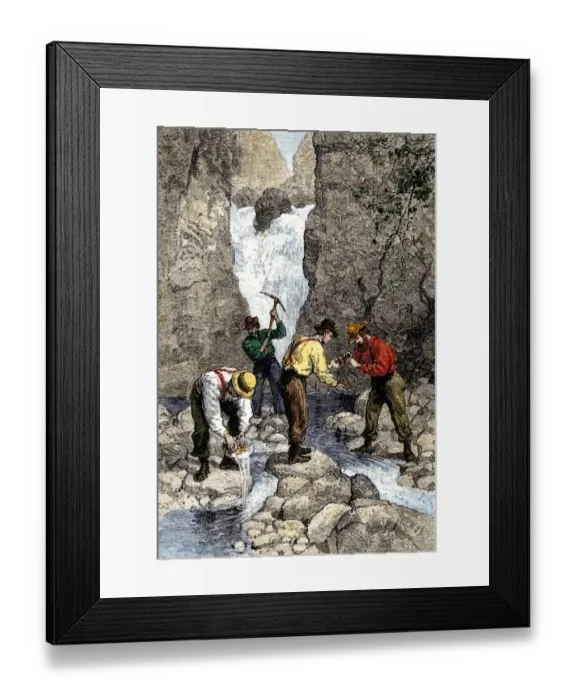 Framed Print : Prospectors finding gold in a Georgia stream Framed Print : Prospectors finding gold in a Georgia stream