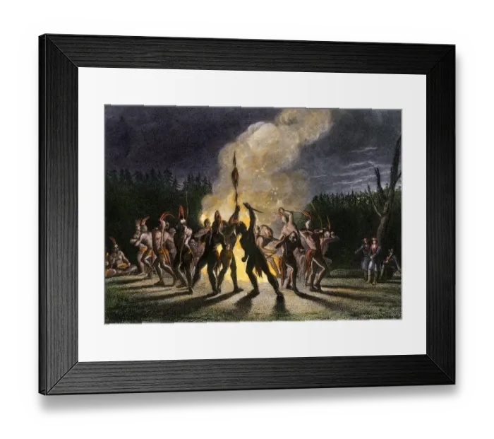 Framed Print : George Washington and Thomas Fairfax attending a Native American war-dance Framed Print : George Washington and Thomas Fairfax attending a Native American war-dance