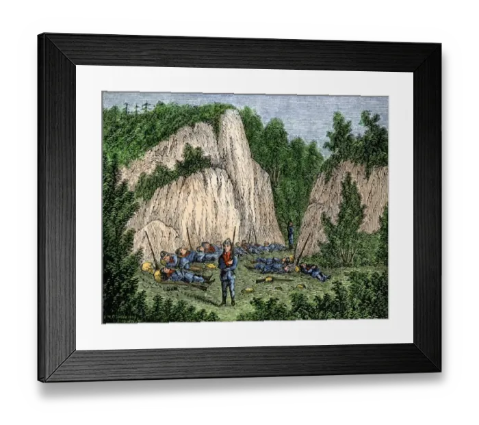 Framed Print : Connecticut militia camped during the Pequot War Framed Print : Connecticut militia camped during the Pequot War