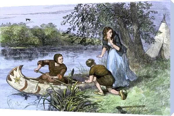 Hannah Duston escapes from capture by Native Americans