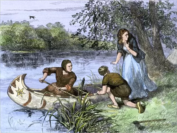 Hannah Duston escapes from capture by Native Americans