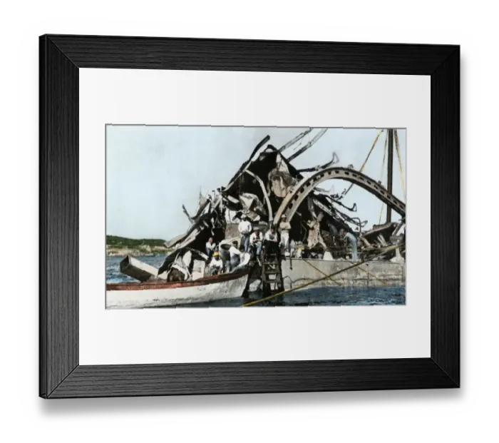 Framed Print : USS Maine wreckage in Havana harbor, 1898 Framed Print : USS Maine wreckage in Havana harbor, 1898