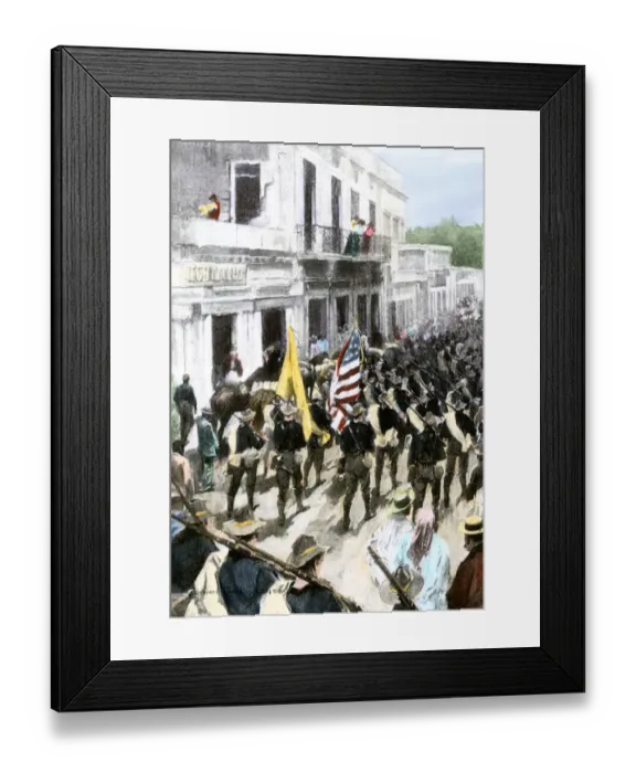 Framed Print : US troops entering Ponce, Puerto Rico Framed Print : US troops entering Ponce, Puerto Rico