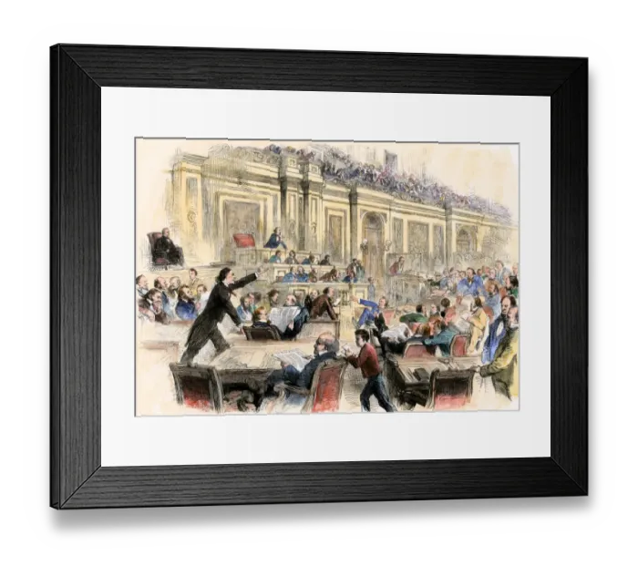 Framed Print : Angry US Congressmen debate secession, 1860