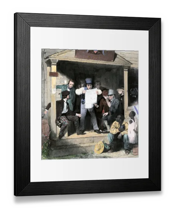 Framed Print : American villagers reading news of the US-Mexican War Framed Print : American villagers reading news of the US-Mexican War
