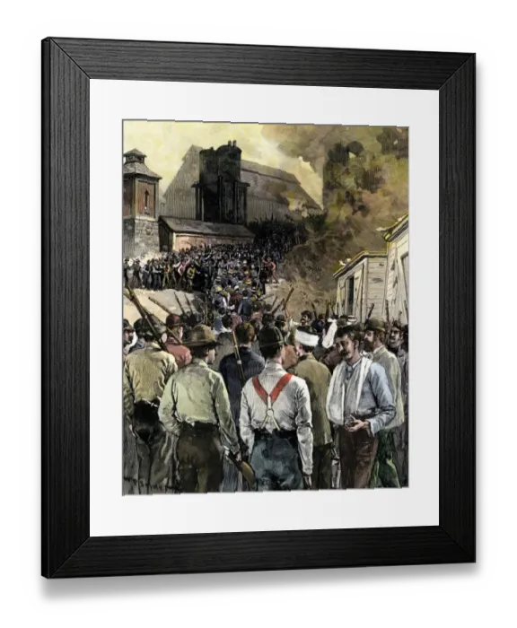 Framed Print : Pinkerton men leaving Carnegie Steel Works during the Homestead Riot Framed Print : Pinkerton men leaving Carnegie Steel Works during the Homestead Riot
