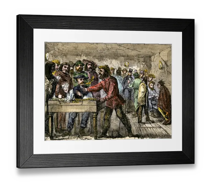 Framed Print : Gamblers at the end of the Santa Fe Trail, 1800s Framed Print : Gamblers at the end of the Santa Fe Trail, 1800s