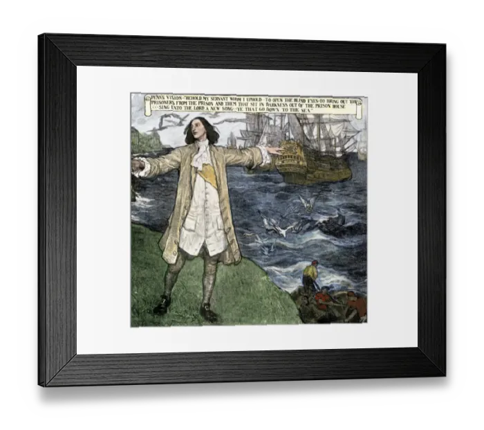 Framed Print : William Penns vision of liberating prisoners by removing them from England Framed Print : William Penns vision of liberating prisoners by removing them from England