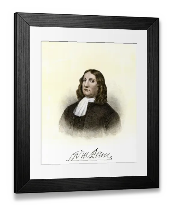 Framed Print : William Penn, with his autograph Framed Print : William Penn, with his autograph