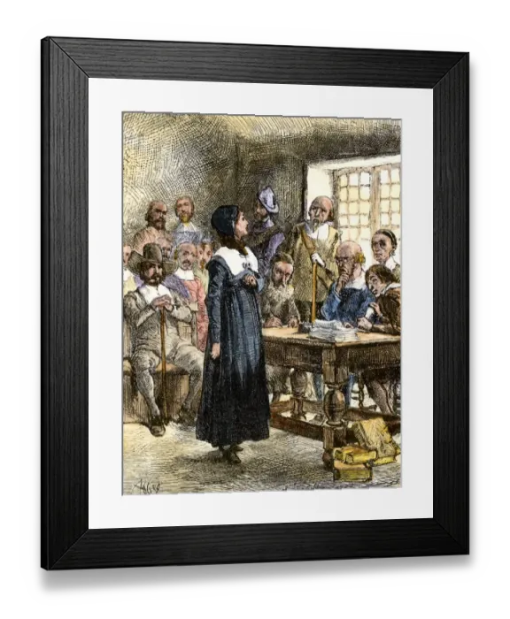 Framed Print : Anne Hutchinson sentenced to be banished from Massachusetts Bay Colony Framed Print : Anne Hutchinson sentenced to be banished from Massachusetts Bay Colony