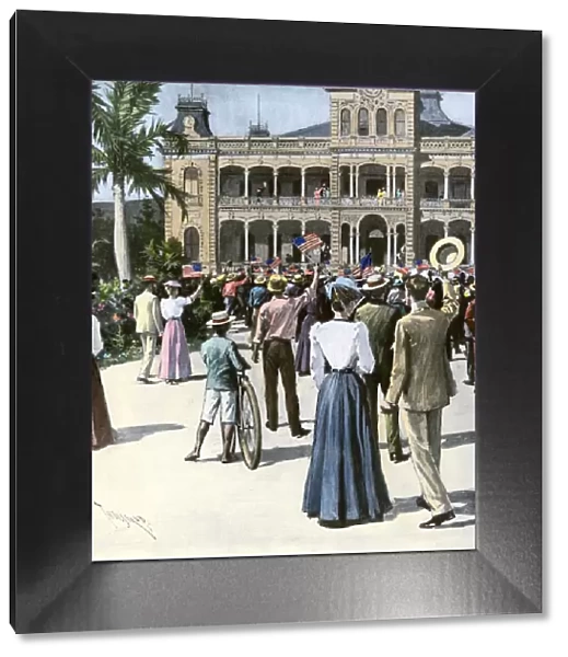 U. S. annexation of Hawaii cheered in Honolulu, 1898