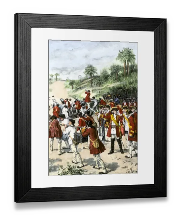 Framed Print : English in Georgia against the Spanish at St. Augustine