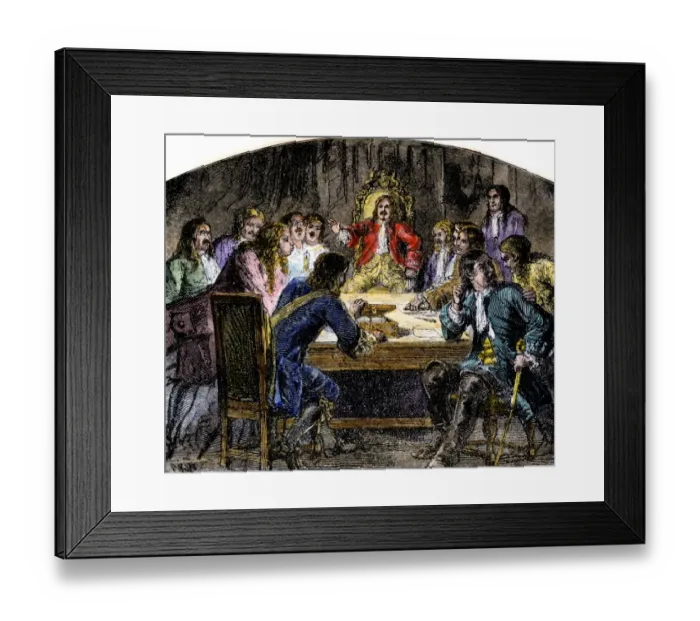 Framed Print : Connecticut colonists deciding to oppose Governor Andros Framed Print : Connecticut colonists deciding to oppose Governor Andros