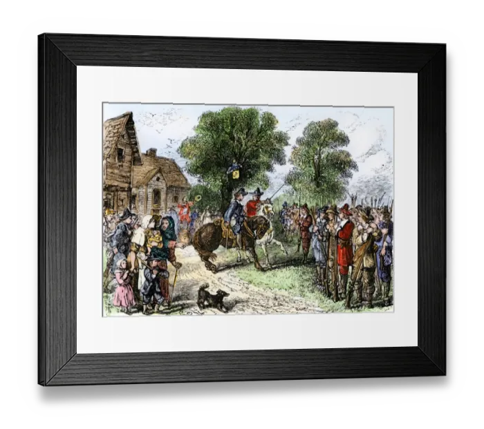 Framed Print : Colonists during the Pequot War in Fairfield, Connecticut, 1637 Framed Print : Colonists during the Pequot War in Fairfield, Connecticut, 1637