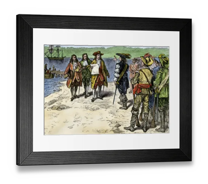 Framed Print : Colonial Governor Andros arriving in Connecticut, 1687 Framed Print : Colonial Governor Andros arriving in Connecticut, 1687