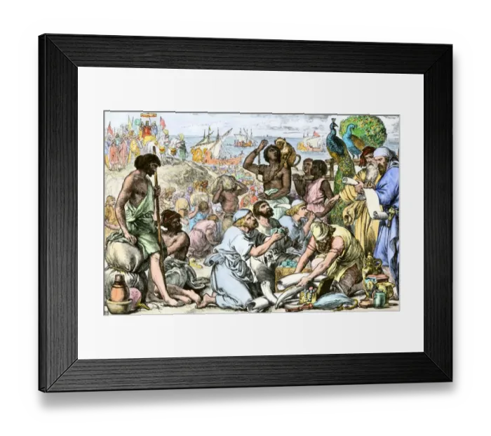Framed Print : Hebrew traders in a Phoenician seaport Framed Print : Hebrew traders in a Phoenician seaport