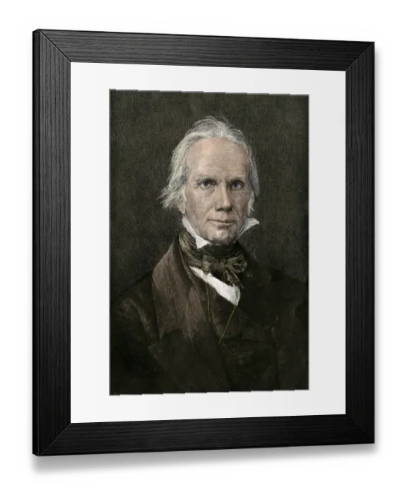 Framed Print : Henry Clay. Hand-colored engraving of a 19th-century portrait